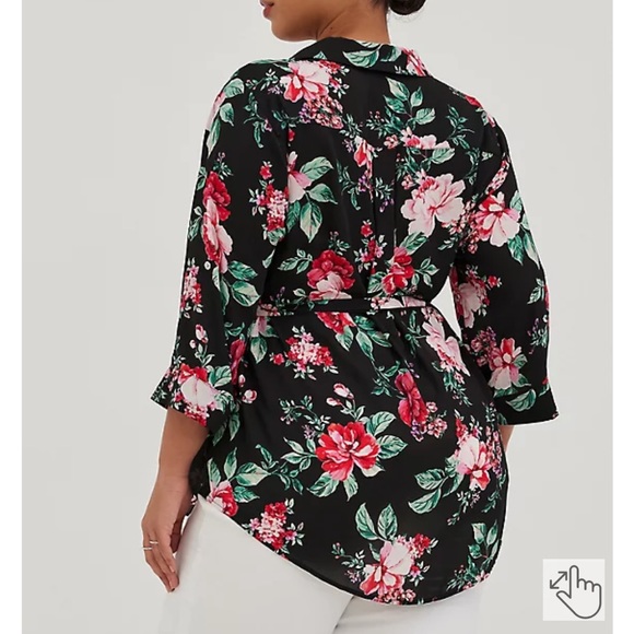 NWT Torrid Georgette Button Up with Tie Tunic Blouse 3 - Picture 5 of 6
